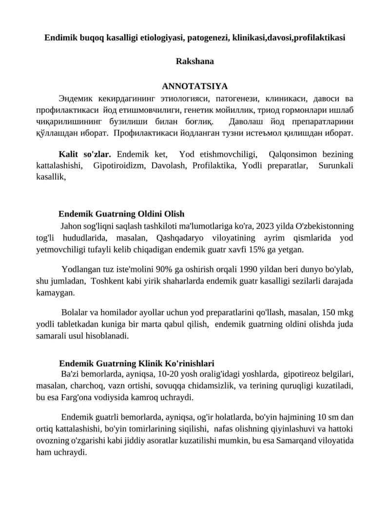 Endemik Guatrning Oldini Olish 1