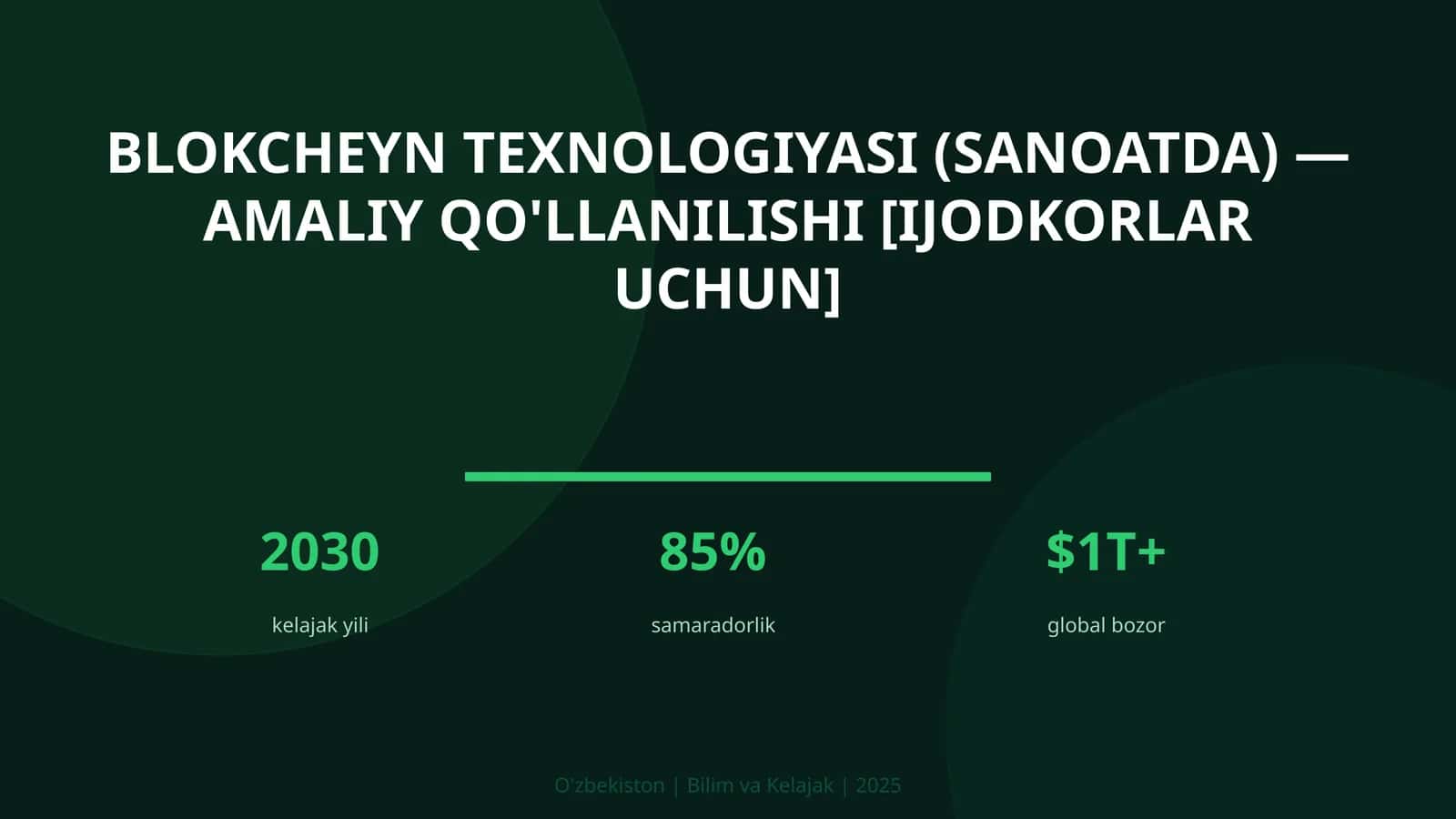 Blokcheyn texnologiyasi (sanoatda) — amaliy qo'llanilishi [ijodkorlar uchun] 1
