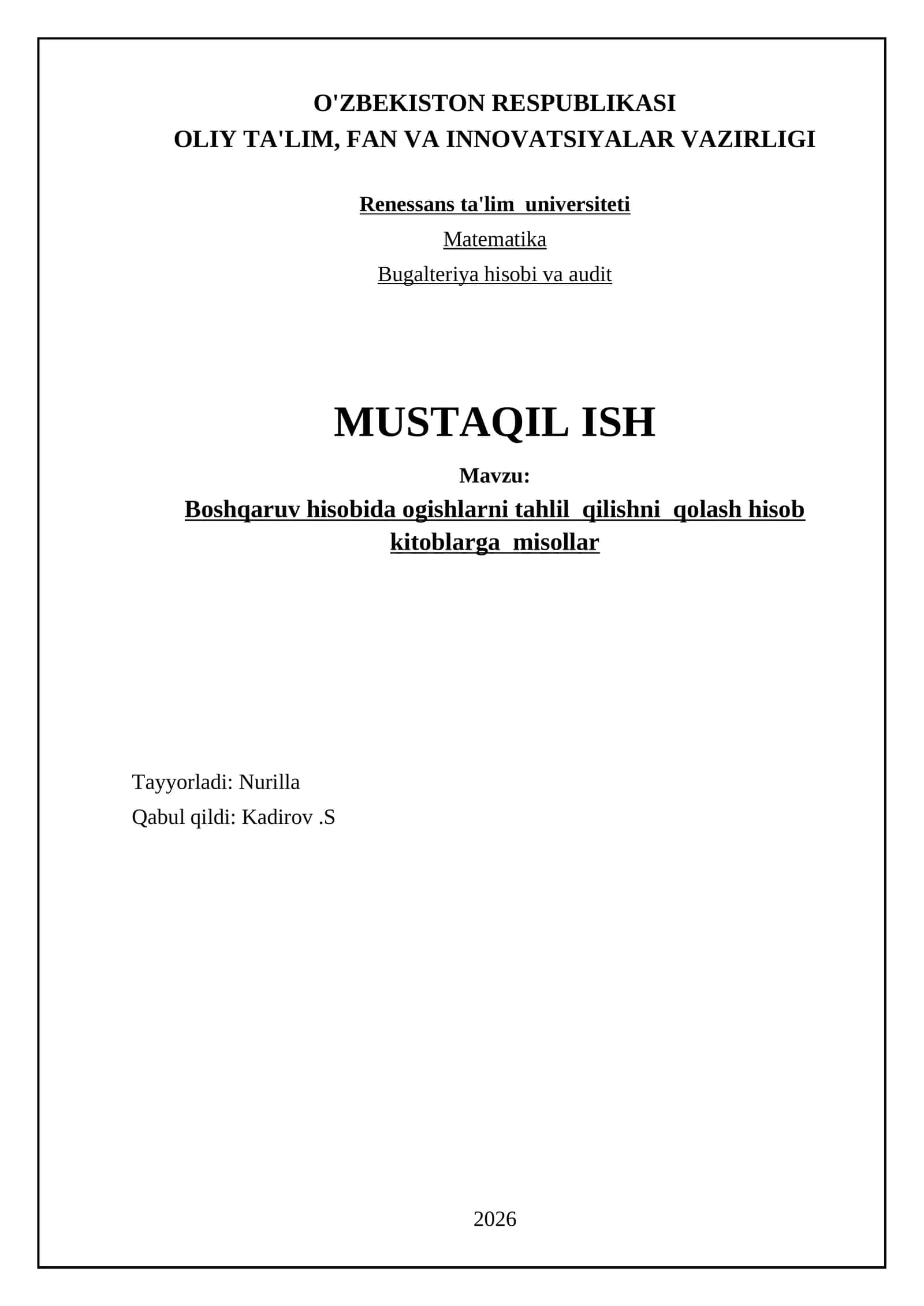 Ogishlarni Tahlil Qilishning Nazariy Asoslari 1