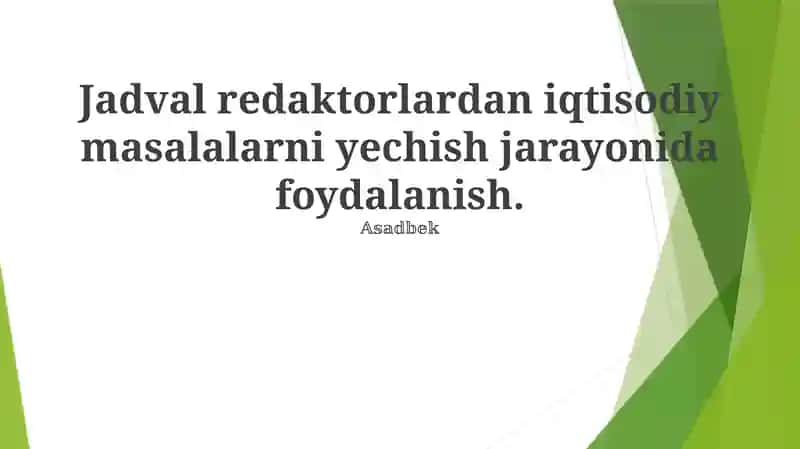 Iqtisodiy ko'rsatkichlarning jadval modeli