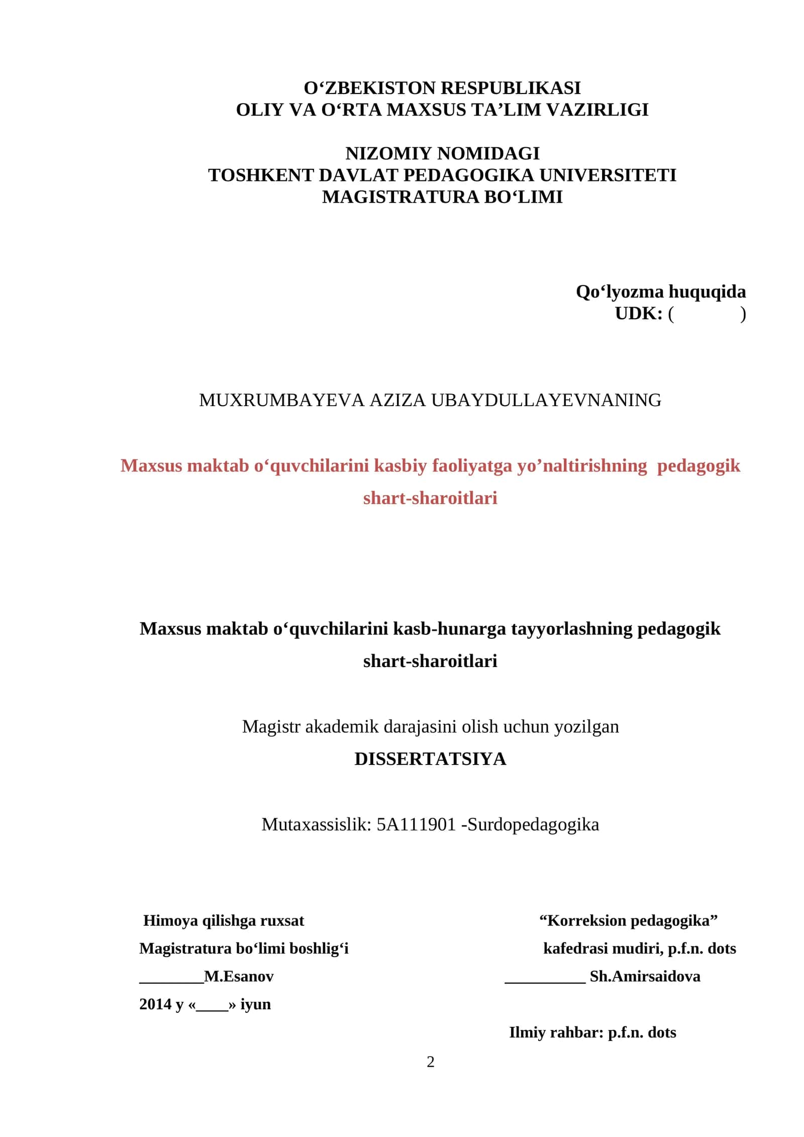 Maxsus maktab o‘quvchilarini kasb-hunarga tayyorlashning pedagogik shart-sharoitlari 1