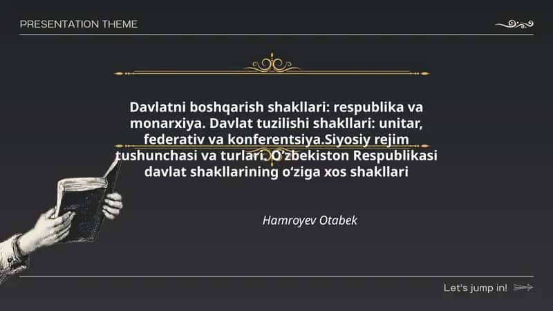 Davlatni boshqarish shakllari: respublika va monarxiya 1