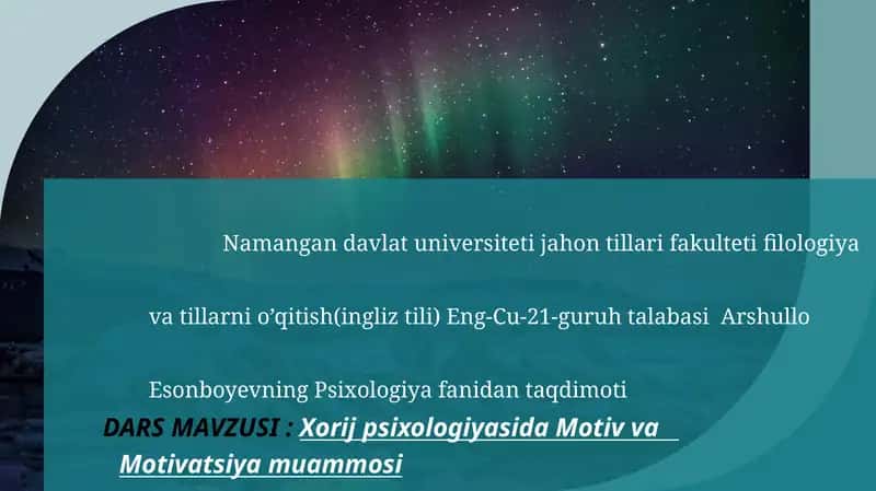 Psixologiya fanidagi "Motiv va Motivatsiya Muammosi" 1