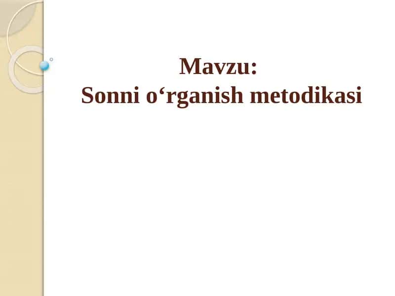 Sonnio‘rganishmetodikasi 1