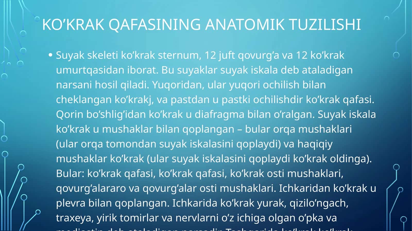 KO’KRAK QAFASINING ANATOMIK TUZILISHI 1