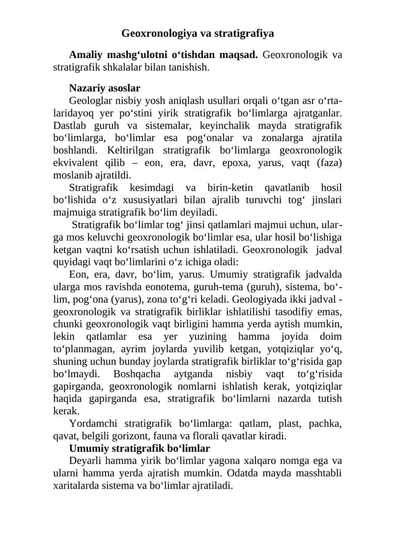 Geoxronologiya va stratigrafiya 1