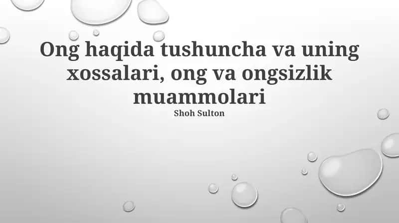 Ong haqida tushuncha va uning xossalari 1