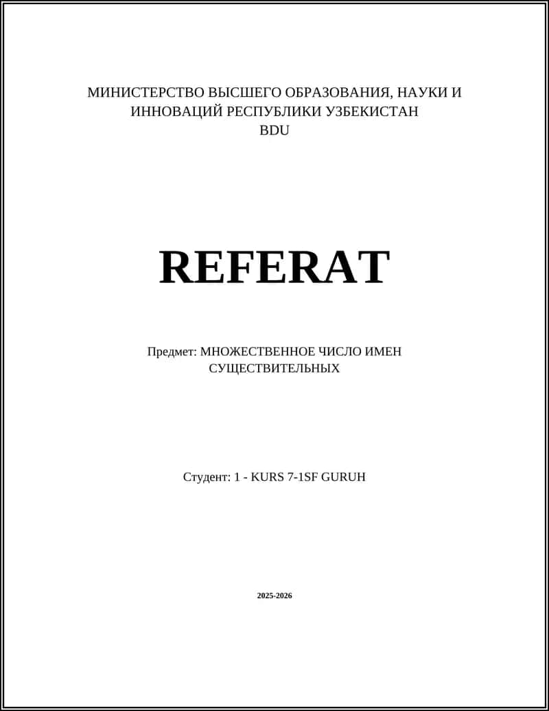 МНОЖЕСТВЕННОЕ ЧИСЛО ИМЕН СУЩЕСТВИТЕЛЬНЫХ 1