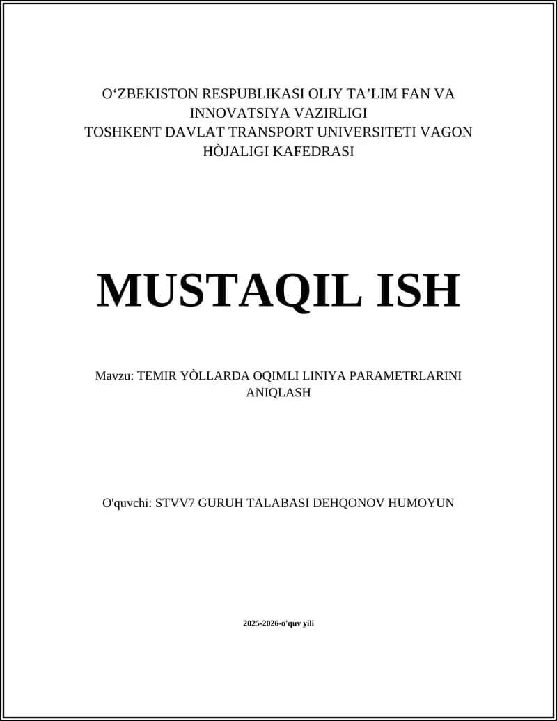Temir Yo'llarda Oqimli Liniya Tizimi va Asosiy Parametrlar 1