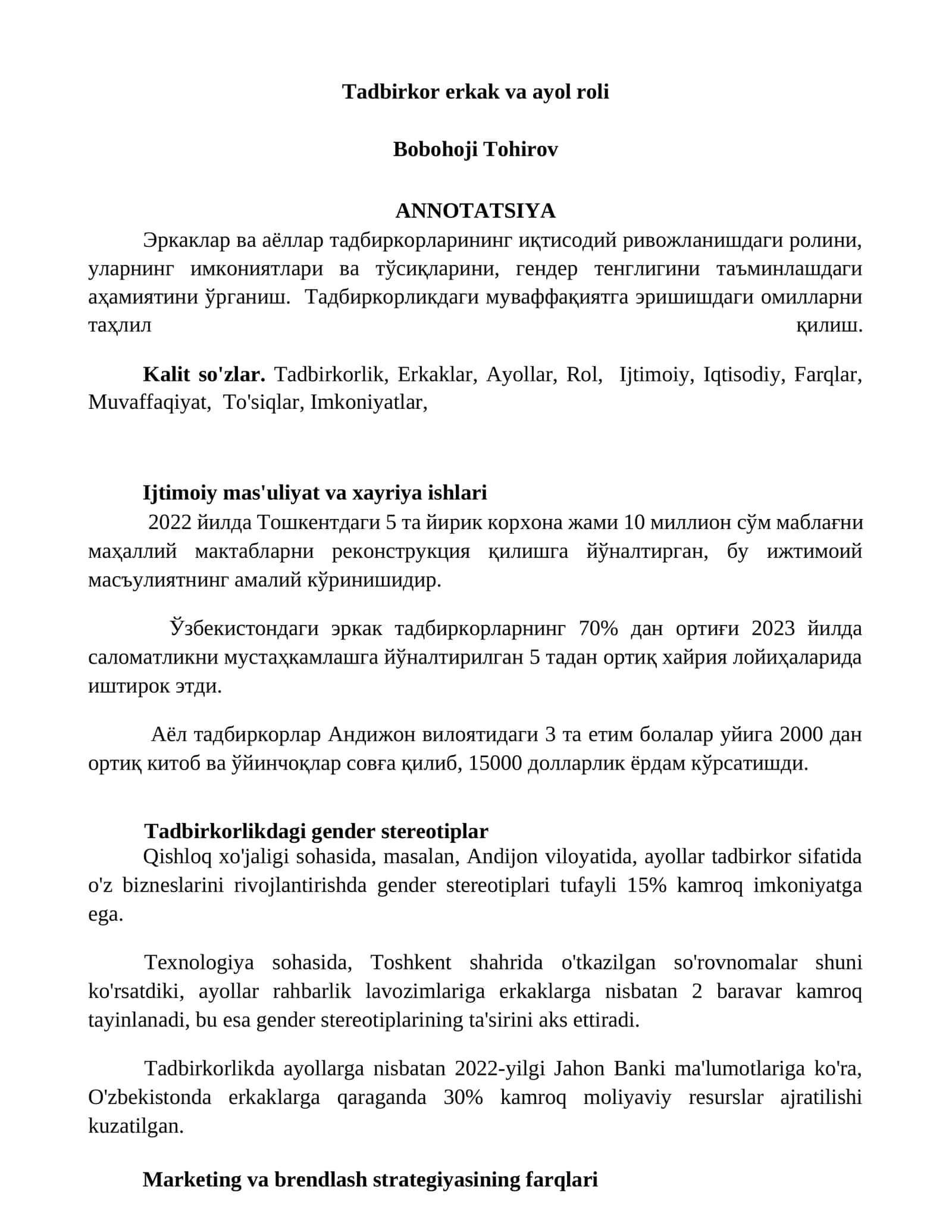 Tadbirkor erkak va ayol roli 1