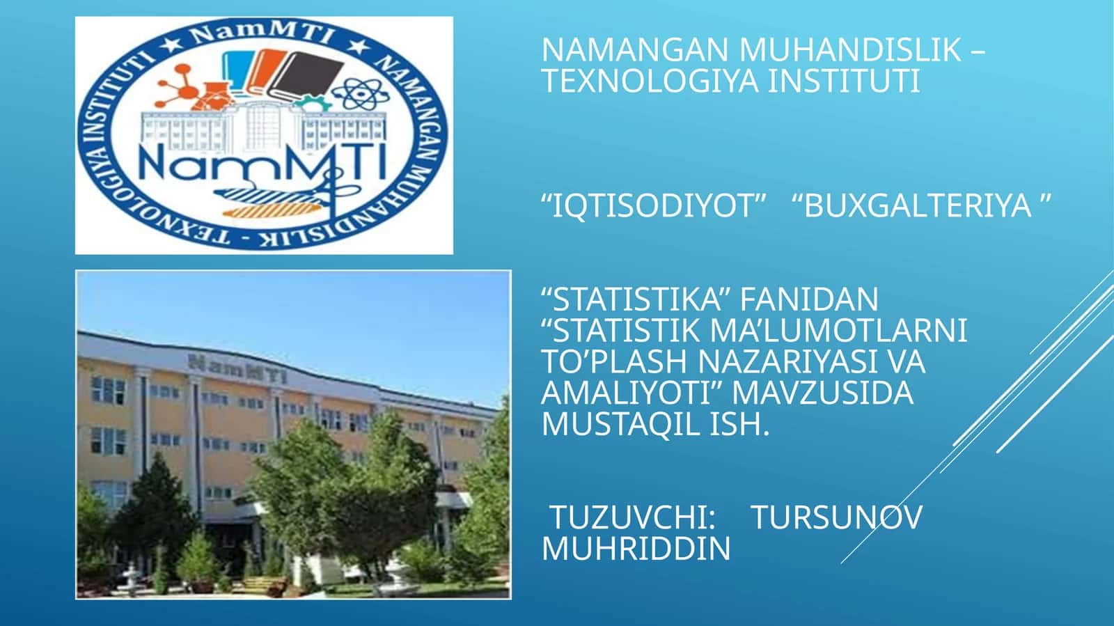 Statistik ma’lumotlarni to’plash nazariyasi va amaliyoti 1