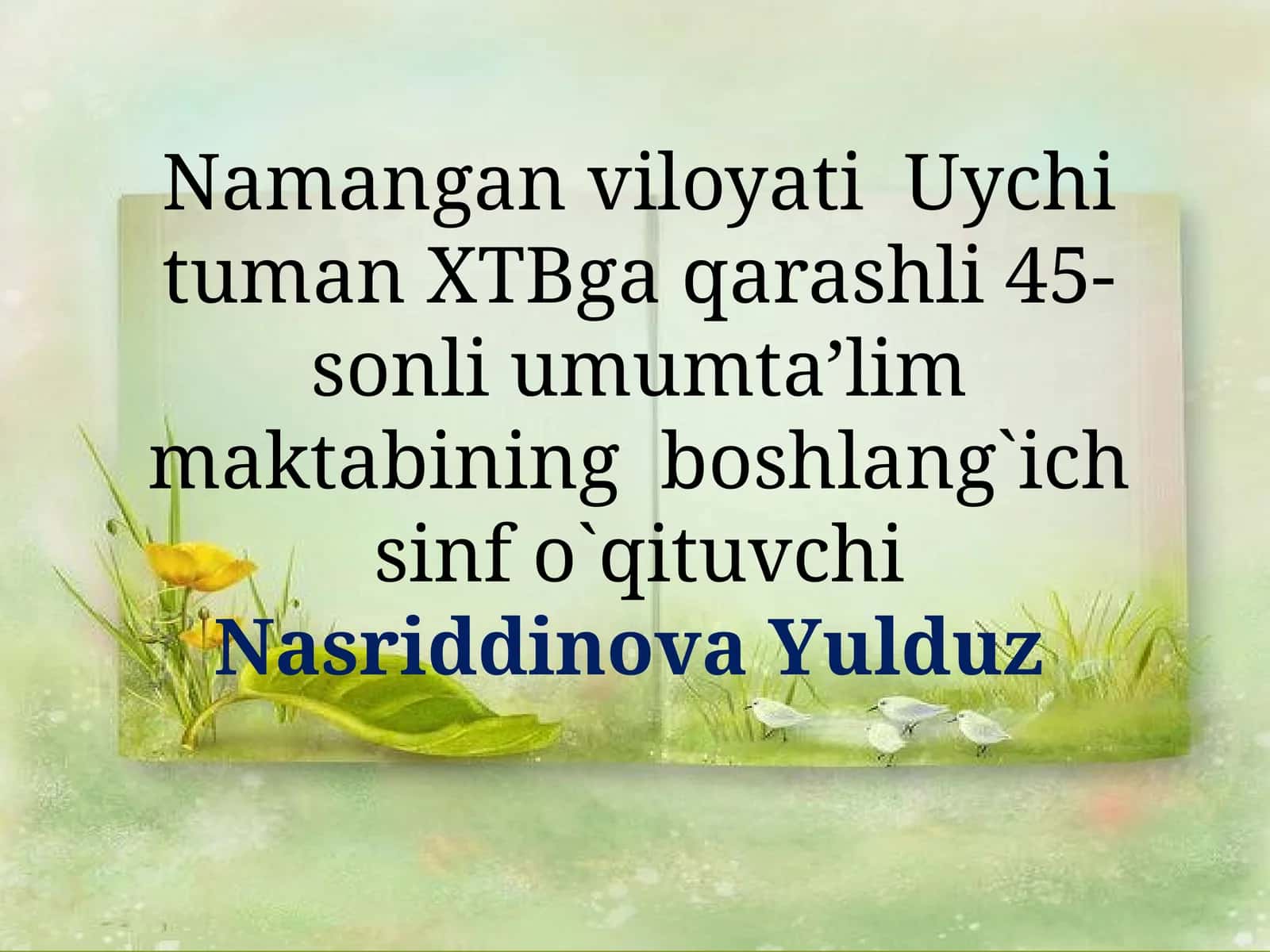 4-sinf Ona tili fanidan So'z turkumlari mavzuda dars ishlanma 1