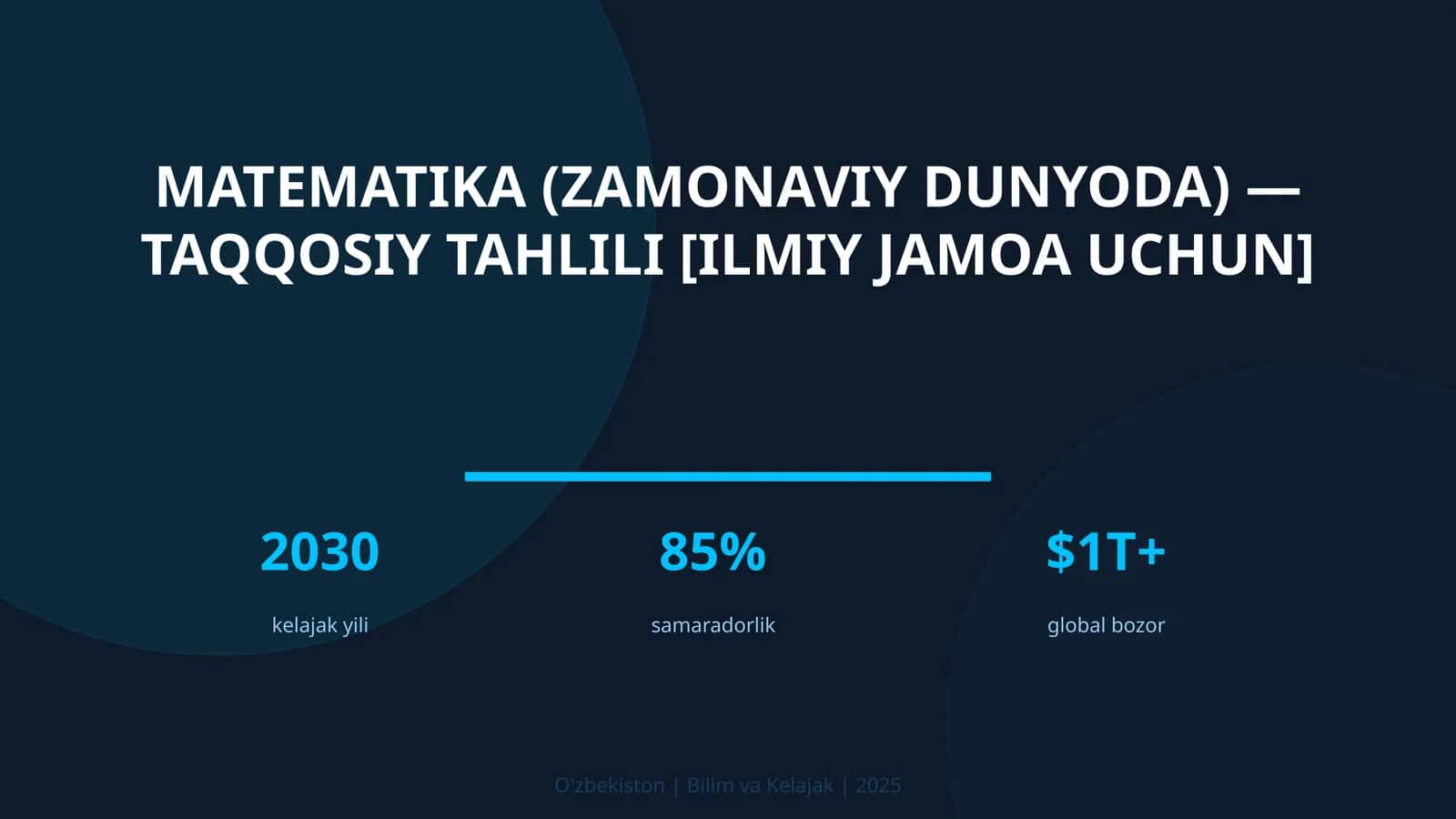 Matematika (Zamonaviy Dunyoda) — Taqqosiy Tahlili [Ilmiy Jamoa Uchun] 1