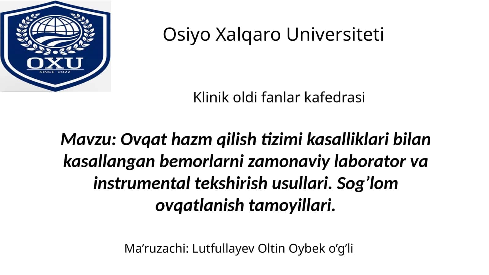 Ovqat hazm qilish tizimi kasalliklari 1