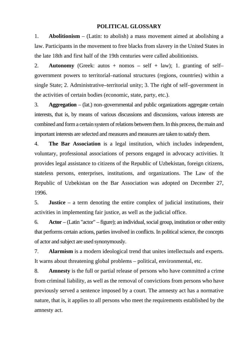 Political glossary 1