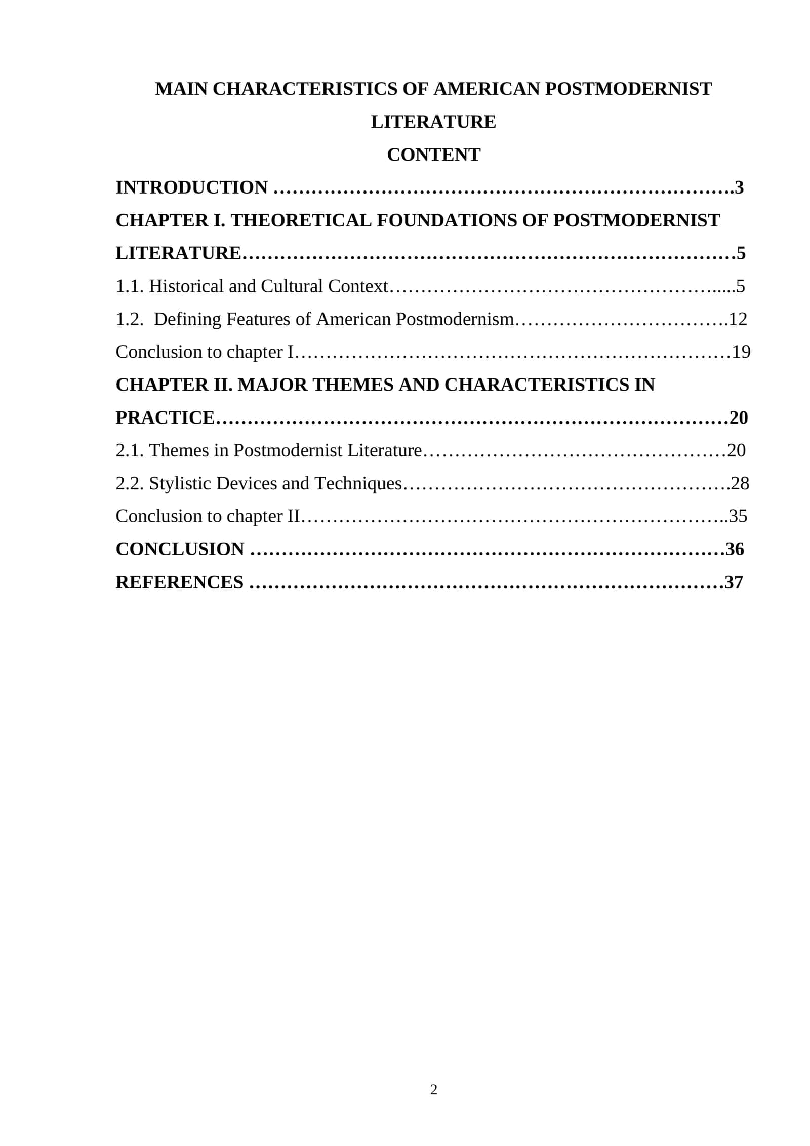 MAJOR THEMES AND CHARACTERISTICS IN PRACTICE 1