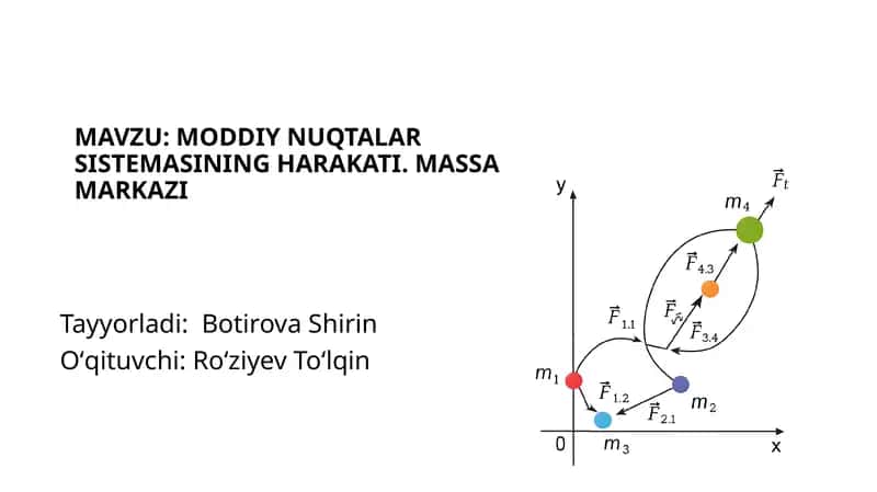 Moddiy Nuqtalarsistemasining Harakati. Massa Markazi 1