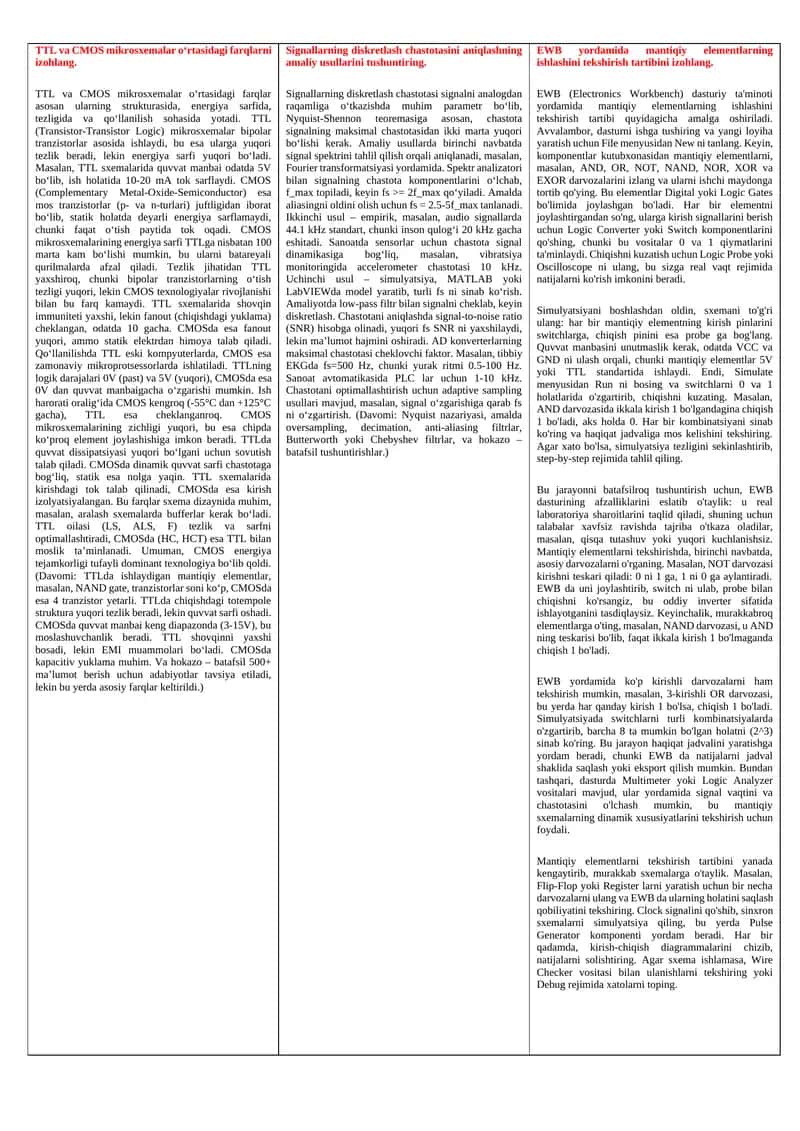 TTL va CMOS mikrosxemalar farqlari 1