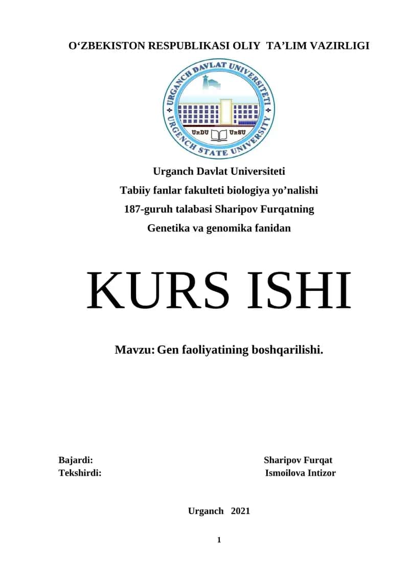 Gen faoliyatining boshqarilishi 1