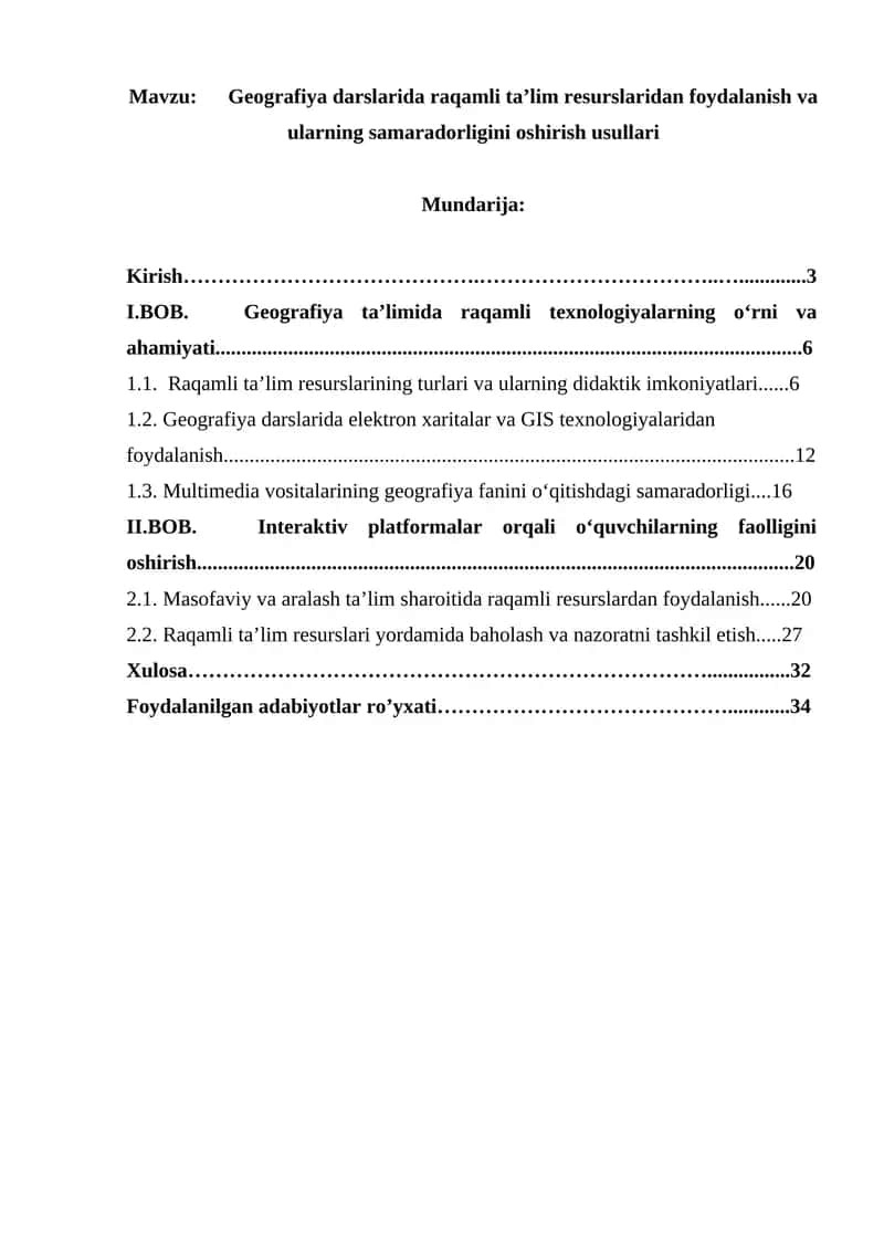 Geografiya darslarida raqamli ta’lim resurslaridan foydalanish va ularning samaradorligini oshirish usullari 1