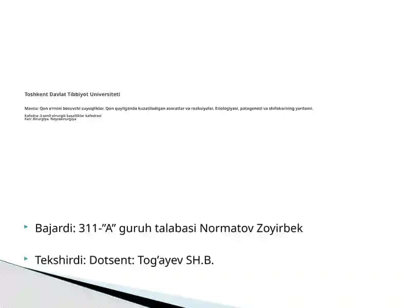 Qon oʻrnini bosuvchi suyuqliklar