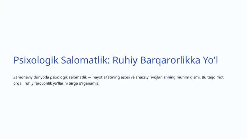 Psixologik Salomatlik 1