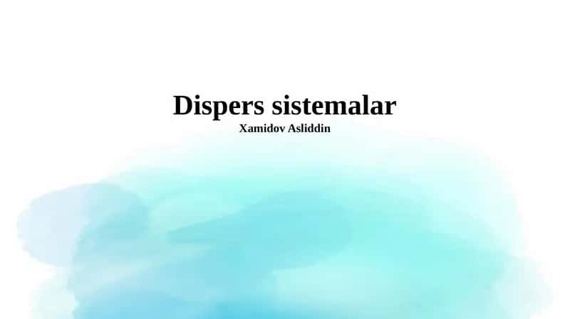 Dispers sistemalar 1
