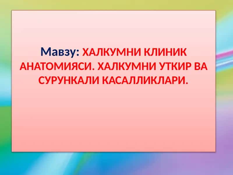 ХАЛКУМНИКЛИНИК АНАТОМИЯСИ 1