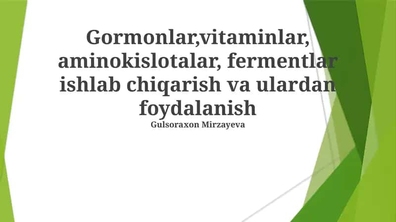 Fermentlar ishlab chiqarish va ulardan foydalanish 1