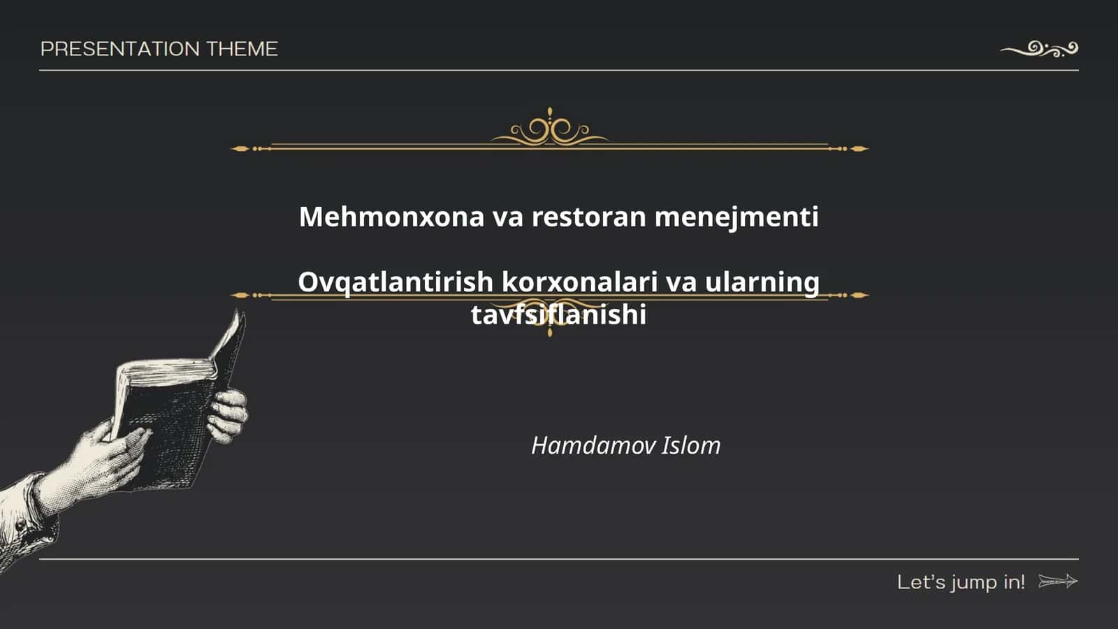Mehmonxona va restoran menejmenti 1