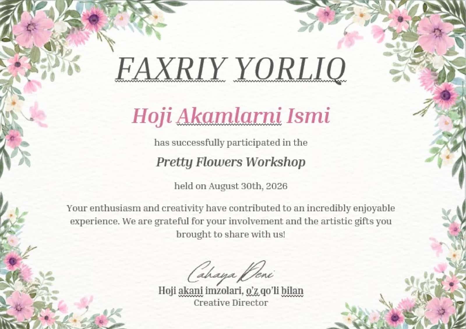 Faxriy yorliq 1