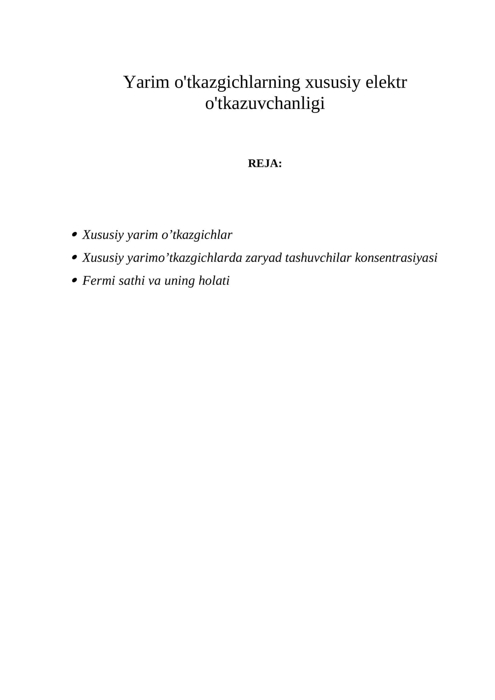 Xususiy yarim o'tkazgichlar 1