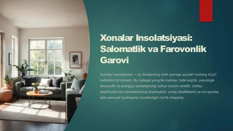 Xonalar Insolatsiyasi: Salomatlik va Farovonlik Garovi 1