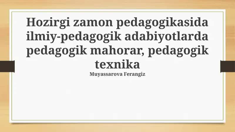 Ilmiy-Pedagogik Adabiyotlarda Pedagogik Texnologiyalar 1
