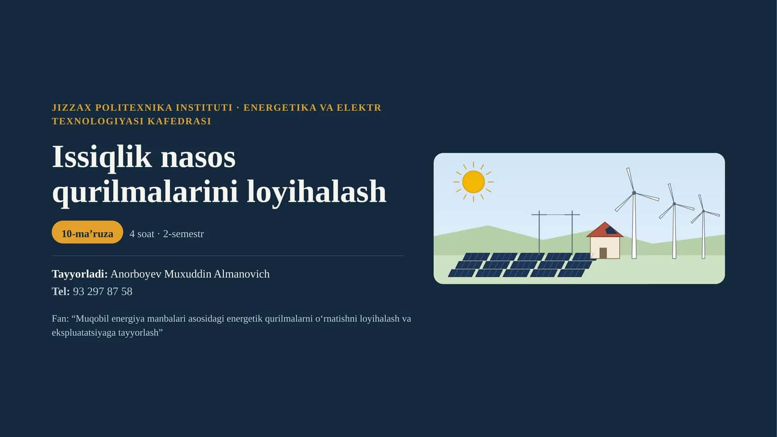 Issiqlik nasos qurilmalarini loyihalash 1