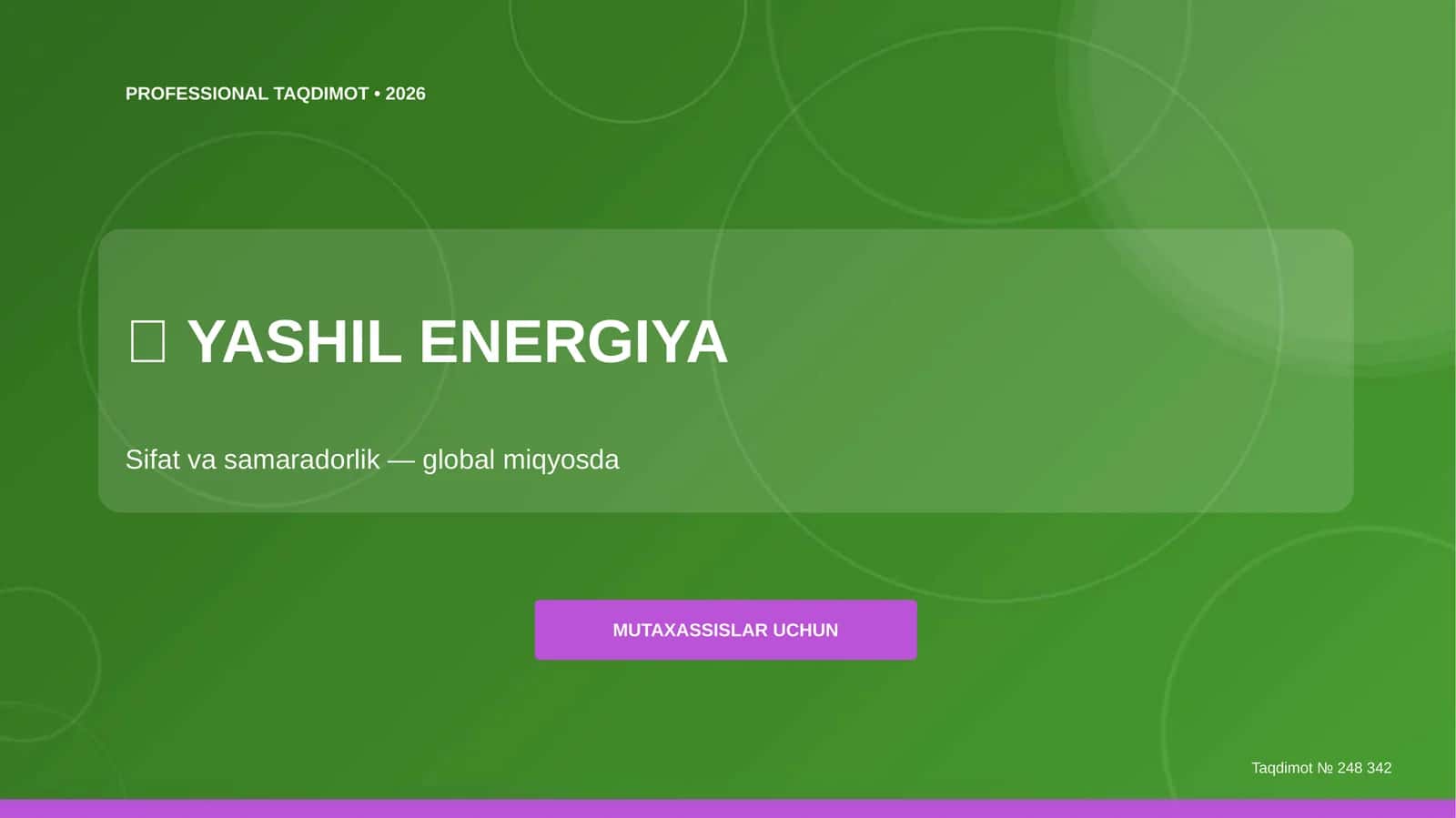 Yashil energiya: sifat va samaradorlik 1