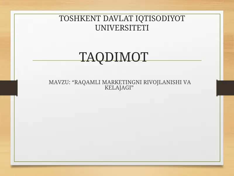 RAQAMLI MARKETINGNI RIVOJLANISHI VA KELAJAGI 1