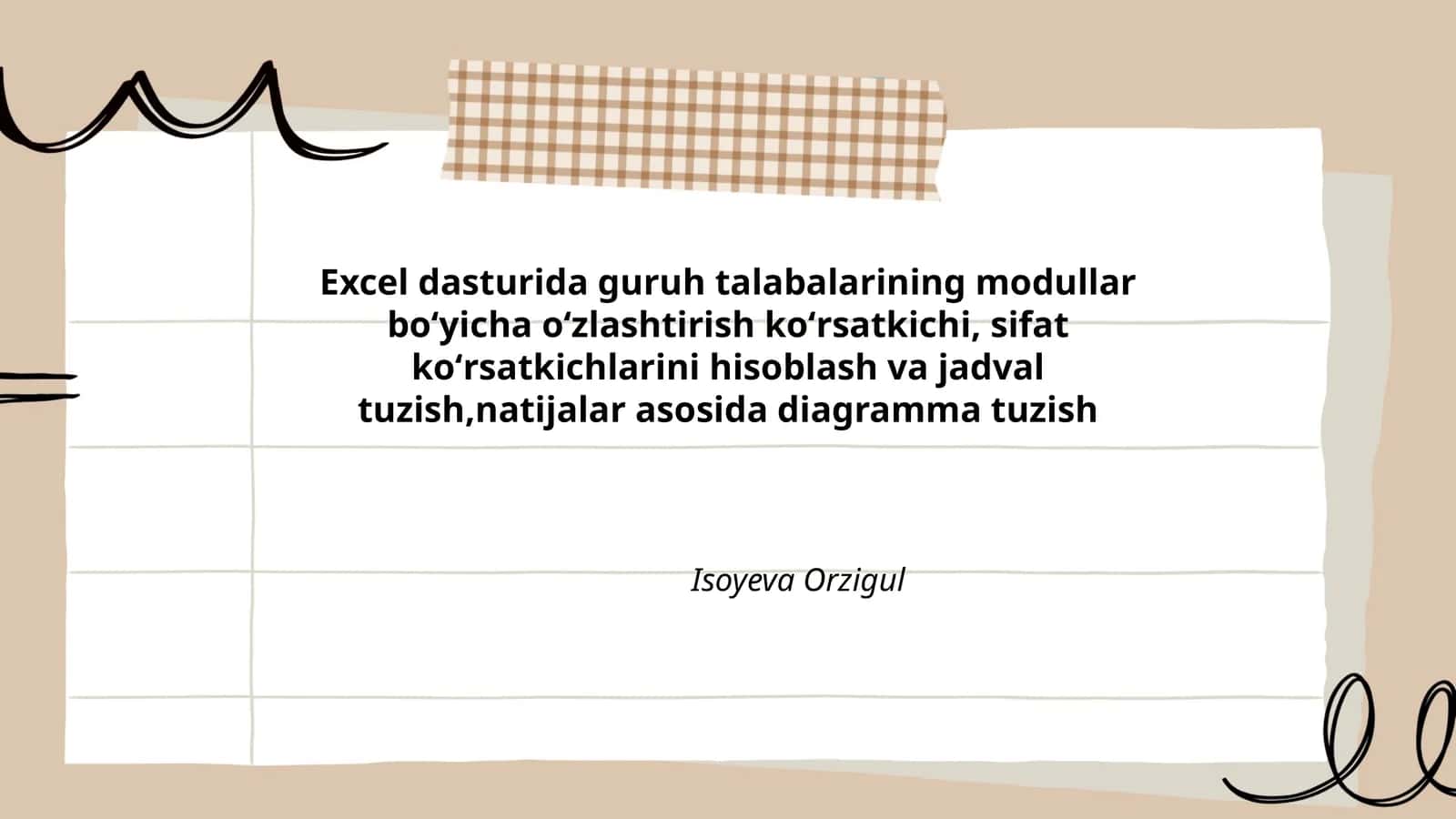 Excel dasturida modullar boʻyicha oʻzlashtirish 1