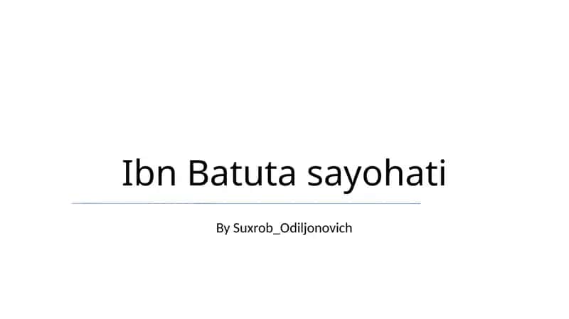 Ibn Batuta sayohati 1