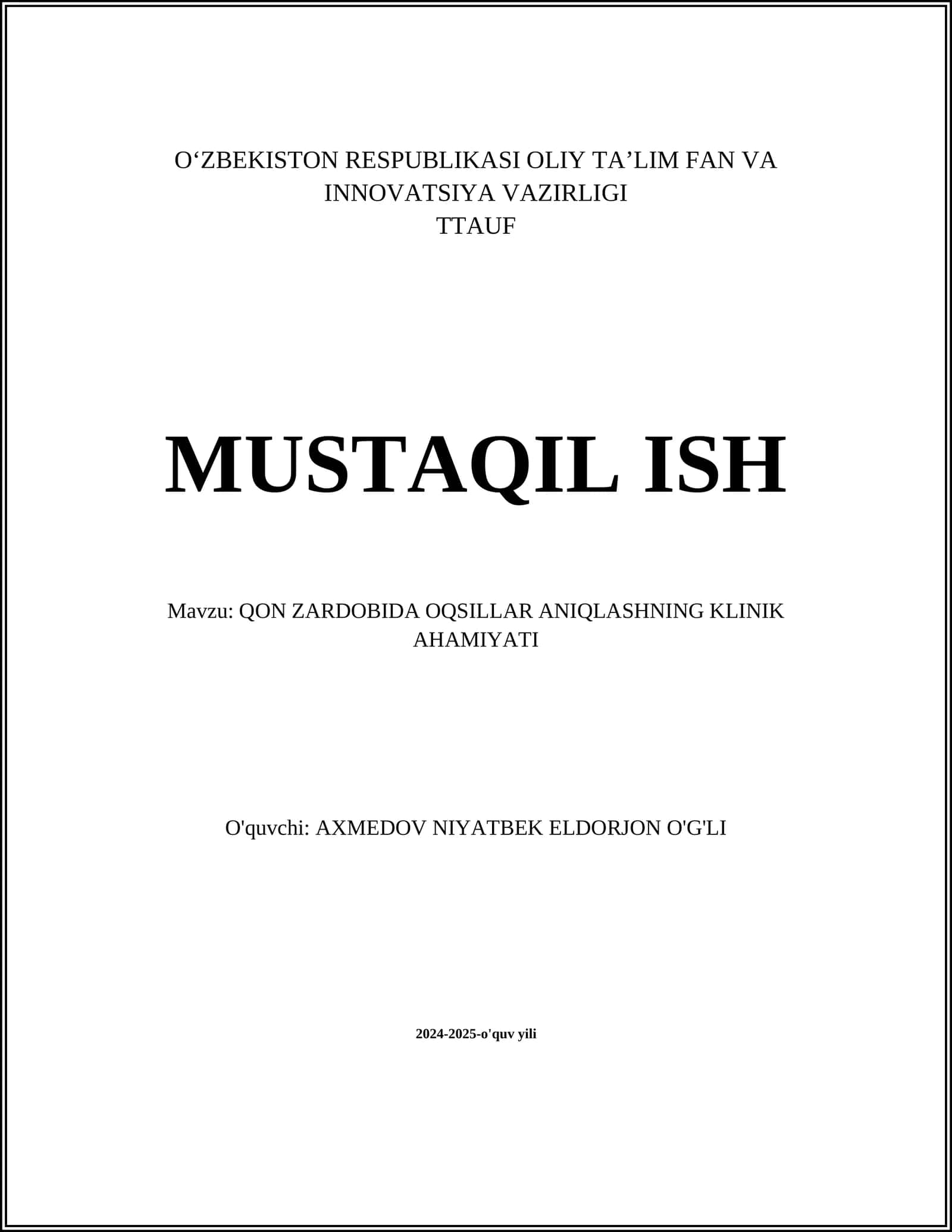 QON ZARDOBIDA OQSILLAR ANIQLASHNING KLINIK AHAMIYATI 1