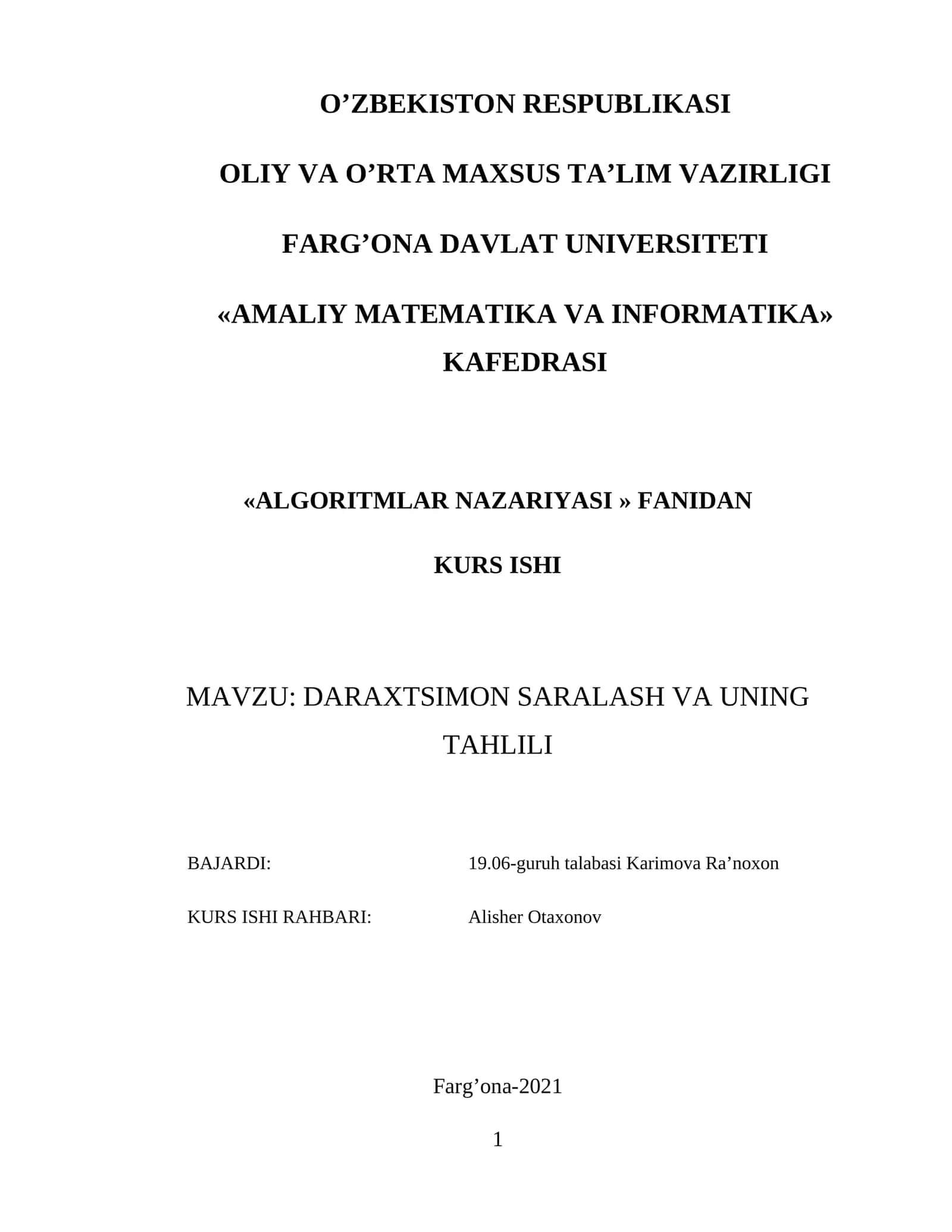 DARAXTSIMON SARALASH VA UNING TAHLILI 1