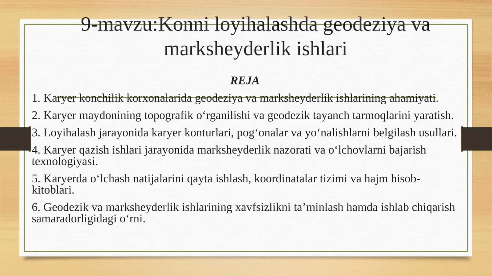 Konni loyihalashda geodeziya va marksheyderlik ishlari 1