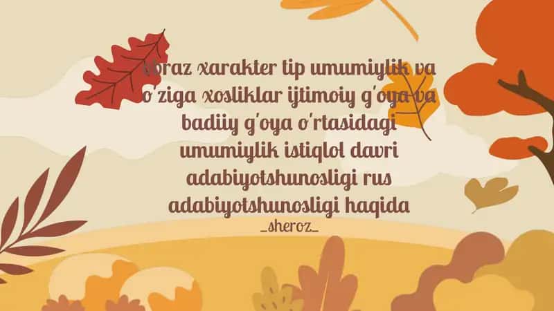 Obraz xarakter tip umumiylik va o'ziga xosliklar 1