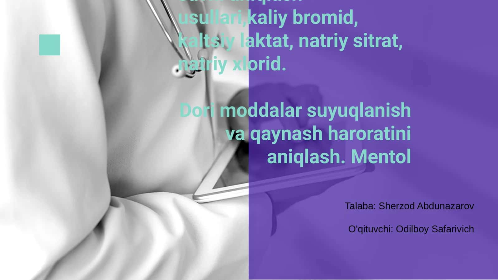 Uchuvchan moddalar va suvni aniqlash usullari 1