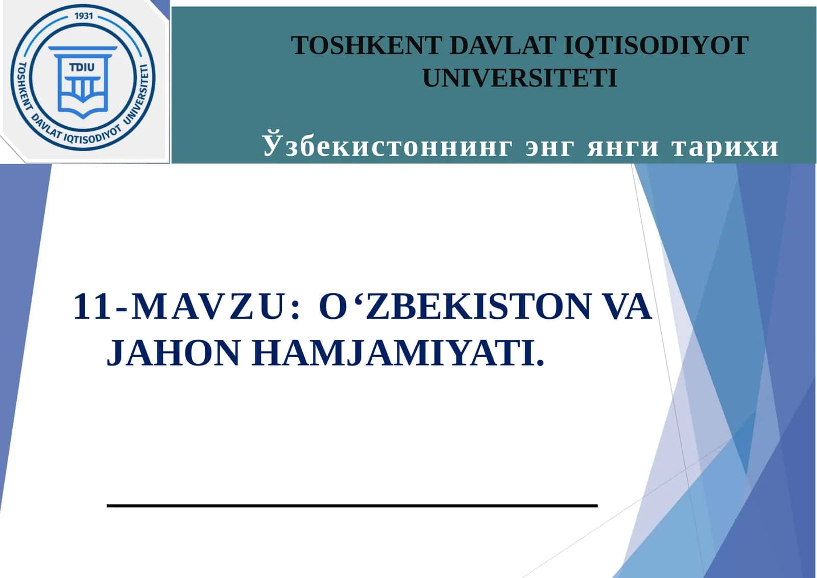 O’ZBEKISTON VA JAHON HAMJAMIYATI 1