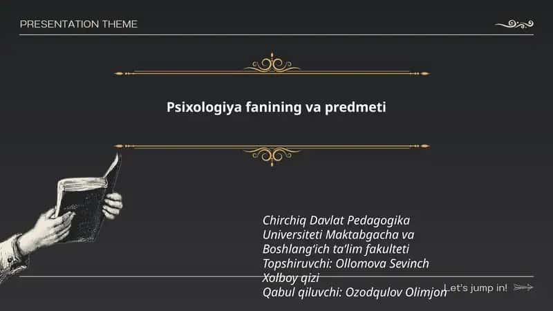 Psixologiya fanining va predmeti 1