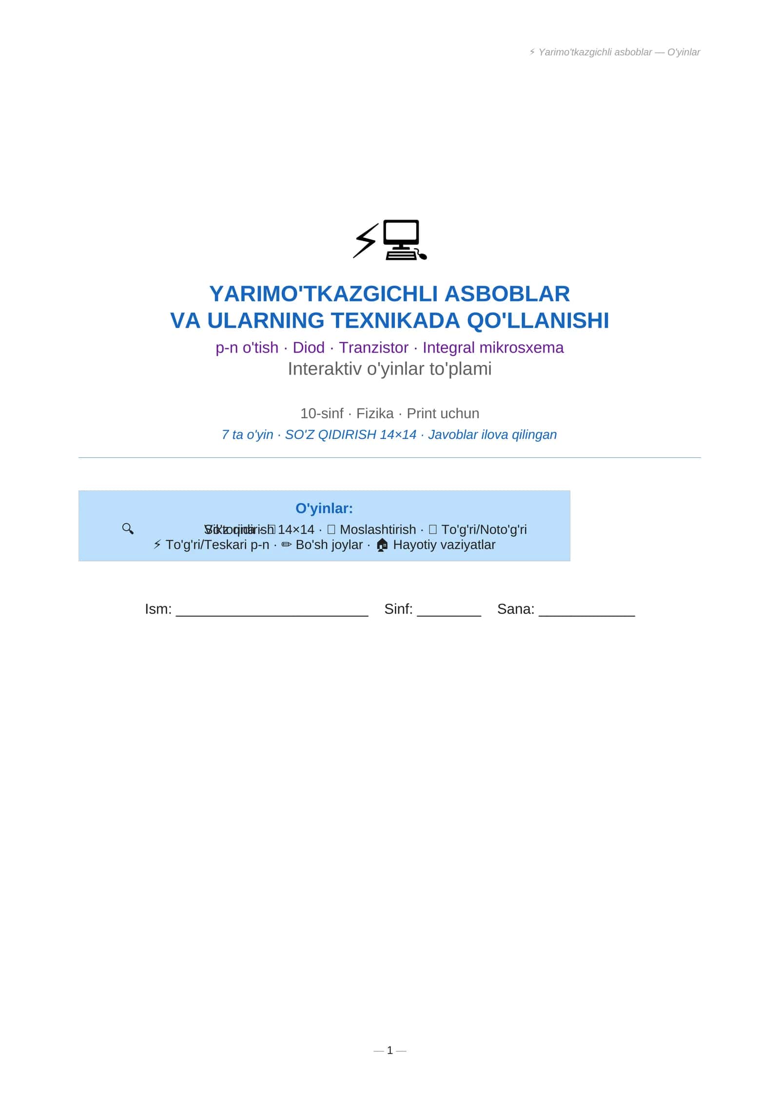 Yarimo'tkazgichli asboblar 1
