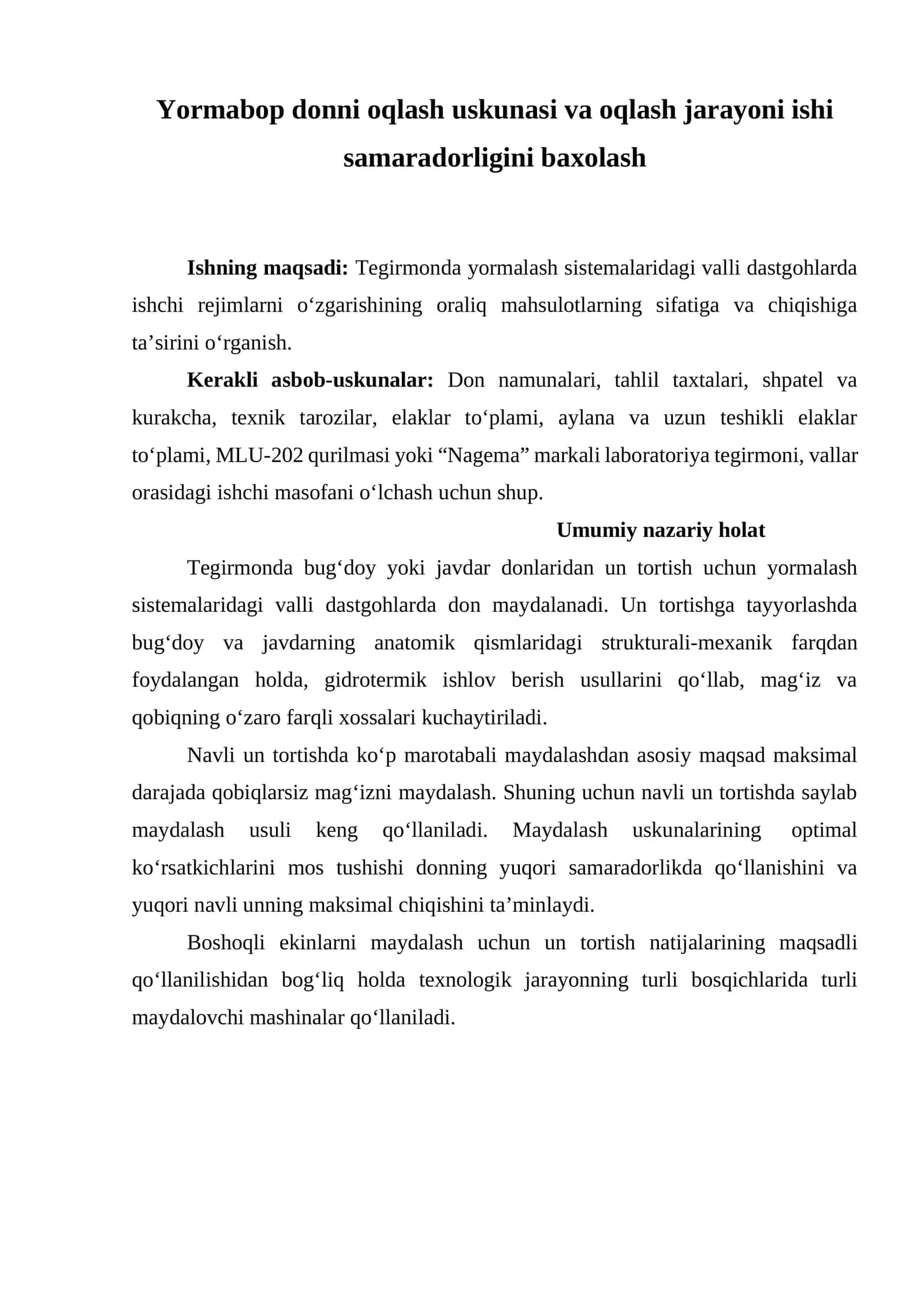 Tegirmonda yormalash sistemalari 1