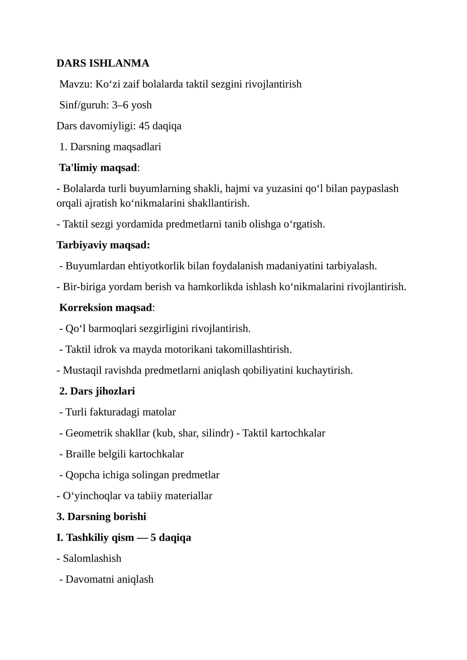 Tiflopedagogika dars ishlanma 1