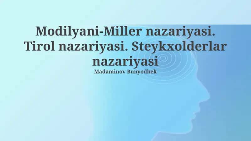 Modigliani-Miller Teoremasi 1